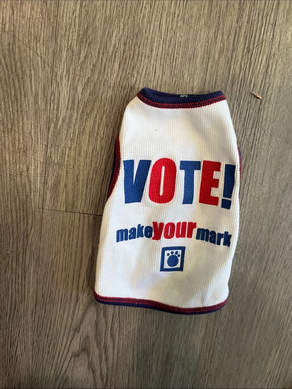 Patriotic "VOTE!" Dog Tee - White with Red & Blue